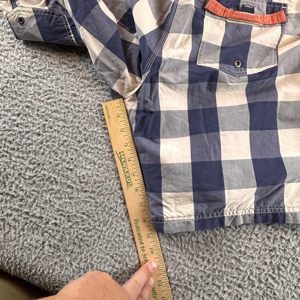 J. Crew Original Gingham Plaid Long Board Swimming‎ Trunks Shorts Blue 32